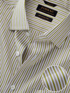 Barboni Olive Striped Full Sleeve Single Cuff Tailored Fit Classic Formal Egyptian Giza Silk Touch Cotton Shirt