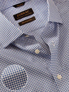 Barboni Navy Check Full Sleeve Single Cuff Tailored Fit Classic Formal Silk Touch Egyptian Giza Cotton Without Pocket Shirt