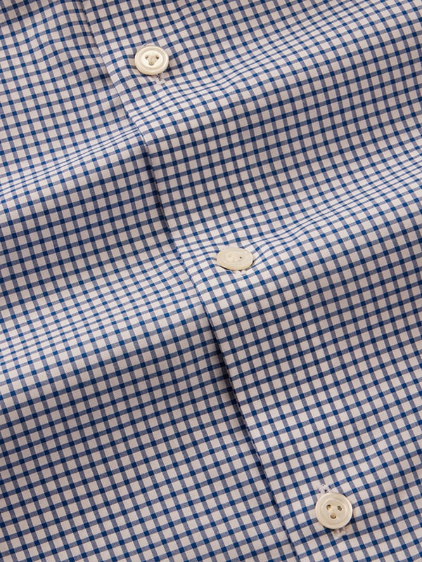 Barboni Navy Check Full Sleeve Single Cuff Tailored Fit Classic Formal Silk Touch Egyptian Giza Cotton Without Pocket Shirt
