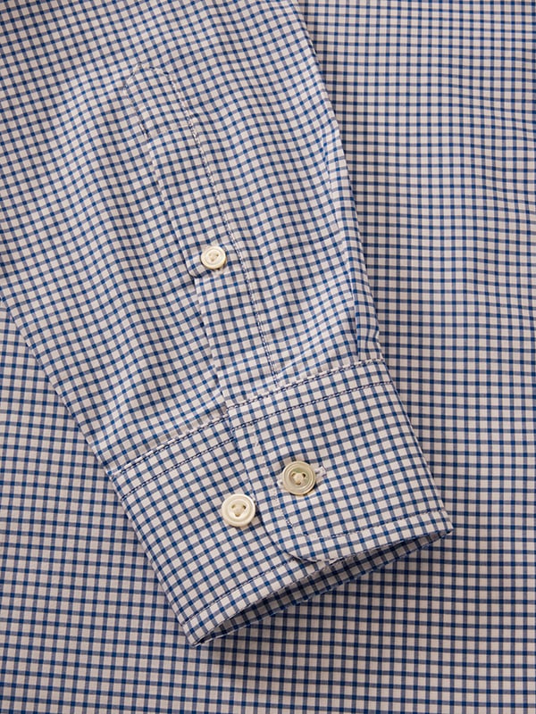 Barboni Navy Check Full Sleeve Single Cuff Tailored Fit Classic Formal Silk Touch Egyptian Giza Cotton Without Pocket Shirt