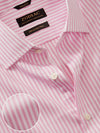 Barboni Pink Striped Full Sleeve Single Cuff Tailored Fit Classic Formal Silk Touch Egyptian Giza Cotton Without Pocket Shirt