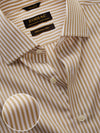Barboni Sand Striped Full Sleeve Single Cuff Tailored Fit Classic Formal Silk Touch Egyptian Giza Cotton Without Pocket Shirt