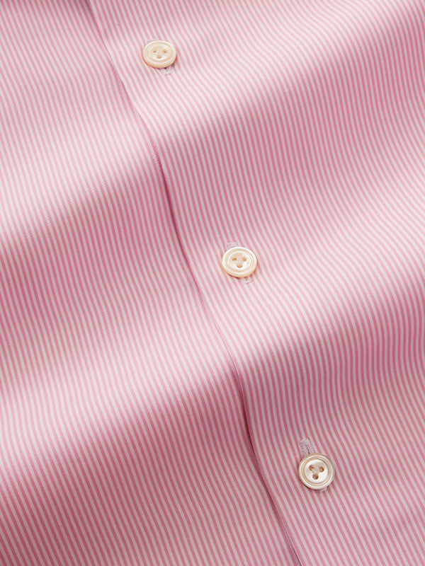Barboni Pink Striped Full Sleeve Single Cuff Tailored Fit Classic Formal Silk Touch Egyptian Giza Cotton Without Pocket Shirt