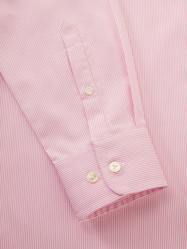 Barboni Pink Striped Full Sleeve Single Cuff Tailored Fit Classic Formal Silk Touch Egyptian Giza Cotton Without Pocket Shirt