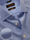Barboni Blue Check Full Sleeve Single Cuff Tailored Fit Classic Formal Silk Touch Egyptian Giza Cotton Without Pocket Shirt