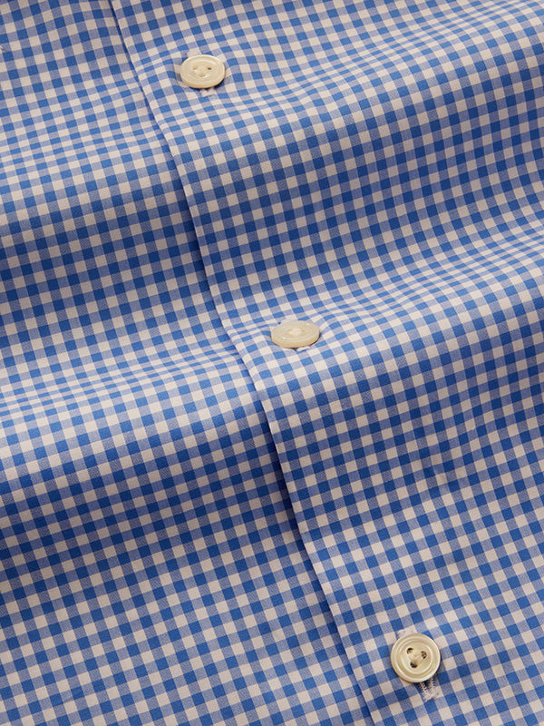 Barboni Blue Check Full Sleeve Single Cuff Tailored Fit Classic Formal Silk Touch Egyptian Giza Cotton Without Pocket Shirt