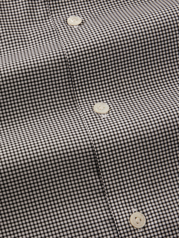Barboni Black & White Check Full Sleeve Single Cuff Tailored Fit Classic Formal Silk Touch Egyptian Giza Cotton Without Pocket Shirt
