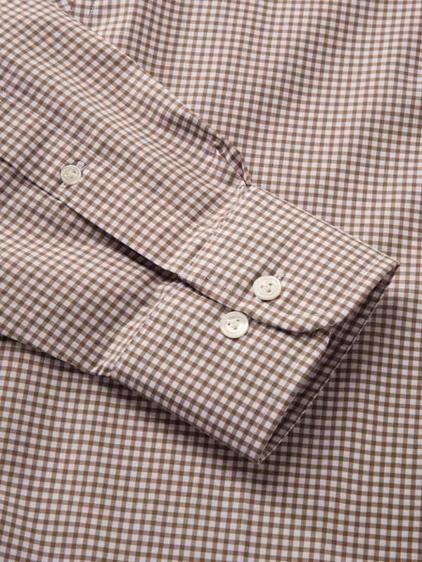 Barboni Beige Check Full Sleeve Single Cuff Classic Fit Classic Formal Silk Touch Egyptian Giza Cotton Shirt