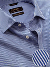 Barboni Blue Striped Full Sleeve Double Cuff Classic Fit Classic Formal Silk Touch Egyptian Giza Cotton Shirt