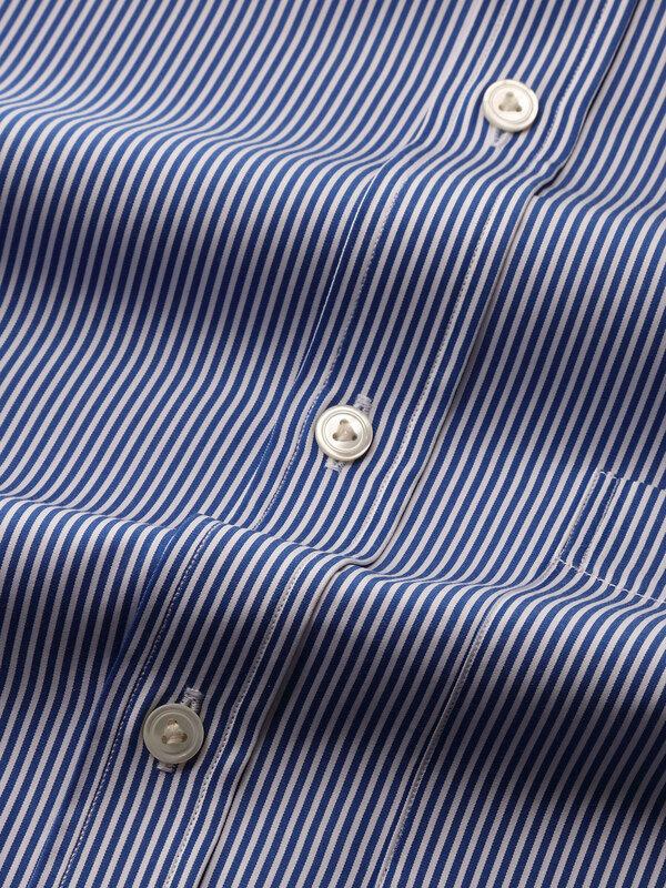 Barboni Blue Striped Full Sleeve Double Cuff Classic Fit Classic Formal Silk Touch Egyptian Giza Cotton Shirt