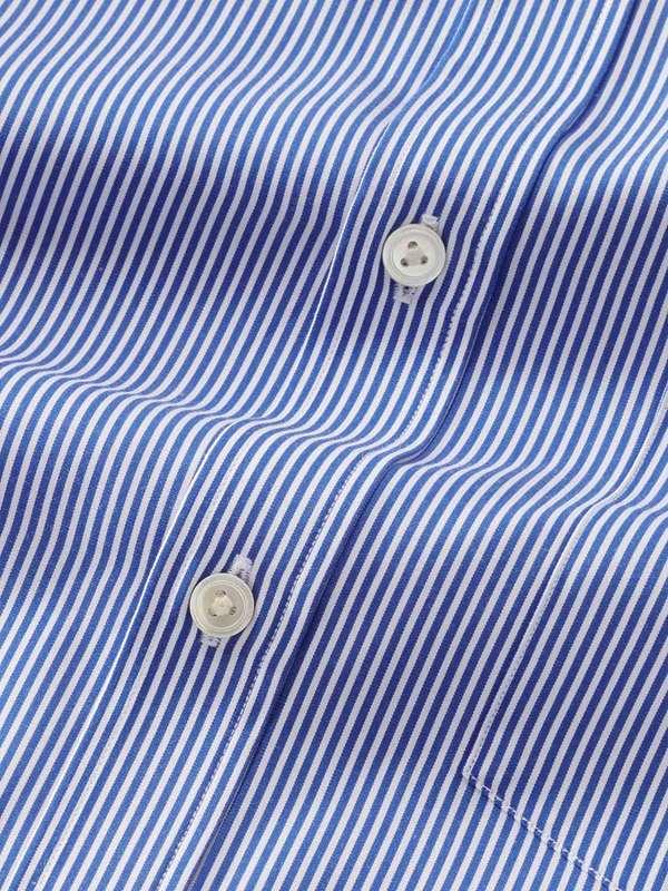 Barboni Blue Striped Full Sleeve Single Cuff Classic Fit Classic Formal Silk Touch Egyptian Giza Cotton Shirt