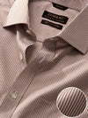 Barboni Beige Striped Single Cuff Classic Fit Classic Formal Silk Touch Egyptian Giza Cotton Shirt