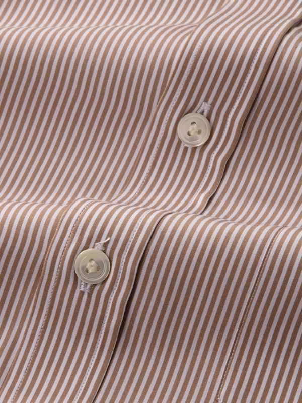 Barboni Beige Striped Single Cuff Classic Fit Classic Formal Silk Touch Egyptian Giza Cotton Shirt