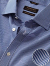 Barboni Blue Striped Full Sleeve Single Cuff Classic Fit Classic Formal Silk Touch Egyptian Giza Cotton Shirt