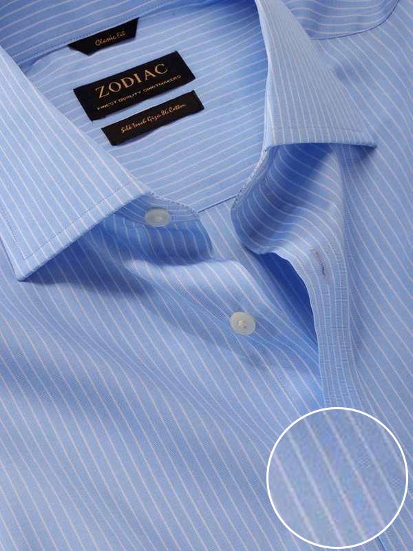 Barboni Sky Striped Full Sleeve Double Cuff Classic Fit Classic Formal Silk Touch Egyptian Giza Cotton Shirt