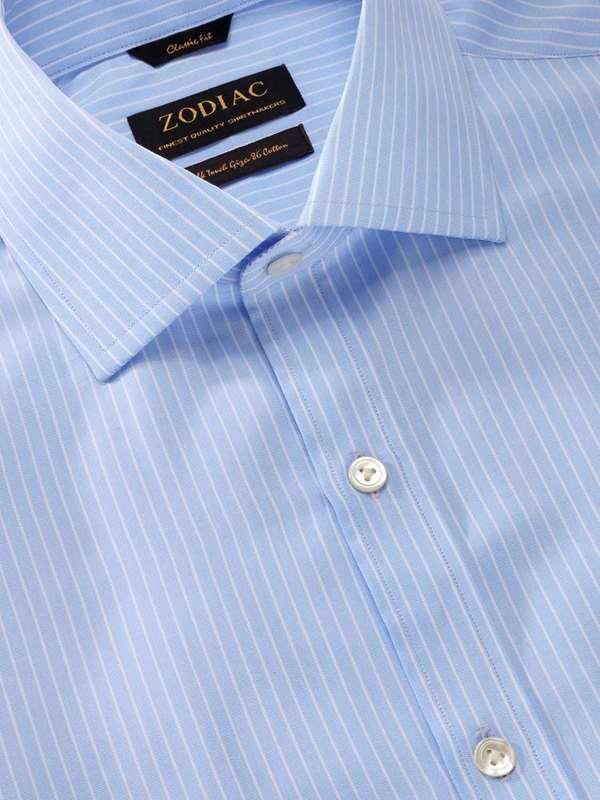 Barboni Sky Striped Full Sleeve Double Cuff Classic Fit Classic Formal Silk Touch Egyptian Giza Cotton Shirt