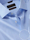 Barboni Sky Striped Full Sleeve Single Cuff Classic Fit  Formal Silk Touch Egyptian Giza Cotton Shirt