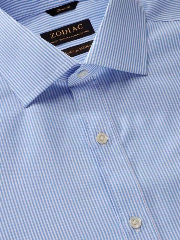 Barboni Sky Striped Full Sleeve Single Cuff Classic Fit  Formal Silk Touch Egyptian Giza Cotton Shirt