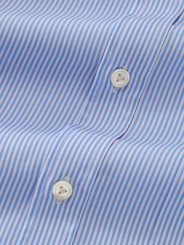 Barboni Sky Striped Full Sleeve Single Cuff Classic Fit  Formal Silk Touch Egyptian Giza Cotton Shirt