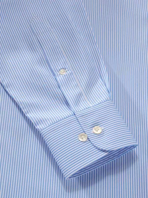 Barboni Sky Striped Full Sleeve Single Cuff Classic Fit  Formal Silk Touch Egyptian Giza Cotton Shirt