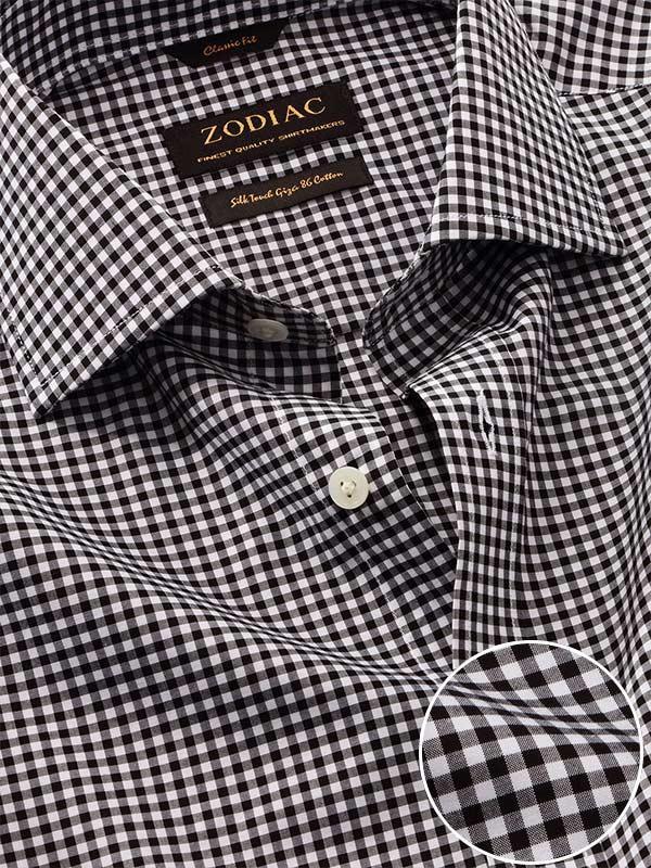 Barboni Black & White Check Full Sleeve Single Cuff Classic Fit Classic Formal Silk Touch Egyptian Giza Cotton Shirt