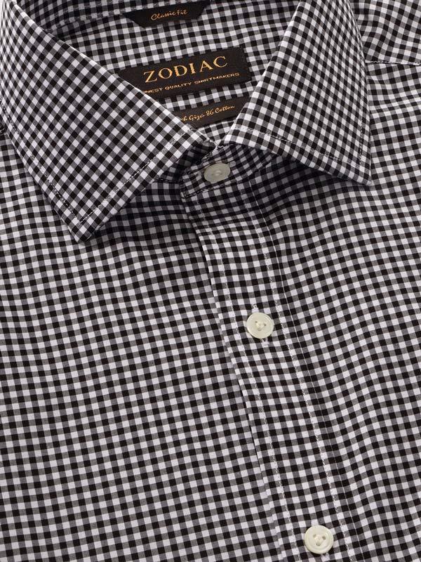 Barboni Black & White Check Full Sleeve Single Cuff Classic Fit Classic Formal Silk Touch Egyptian Giza Cotton Shirt