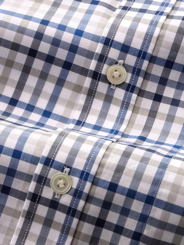 Barboni Blue Check Full Sleeve Single Cuff Classic Fit Classic Formal Silk Touch Egyptian Giza Cotton Shirt