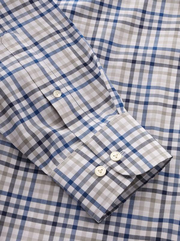 Barboni Blue Check Full Sleeve Single Cuff Classic Fit Classic Formal Silk Touch Egyptian Giza Cotton Shirt