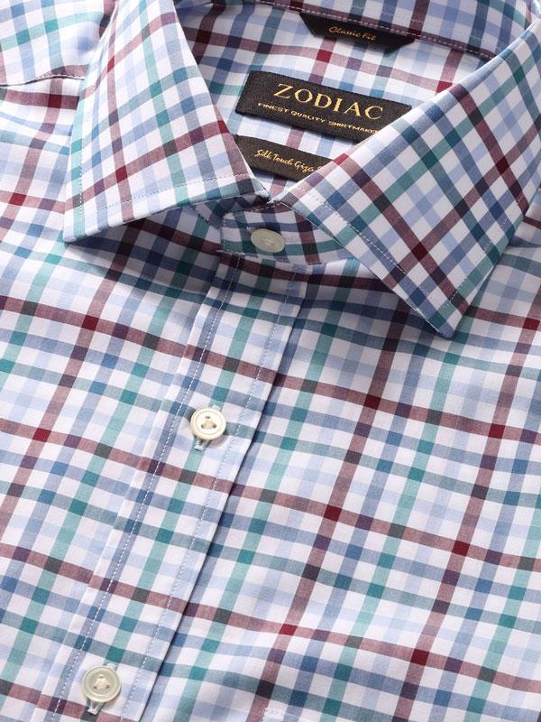 Barboni Maroon Check Full Sleeve Single Cuff Classic Fit Classic Formal Silk Touch Egyptian Giza Cotton Shirt