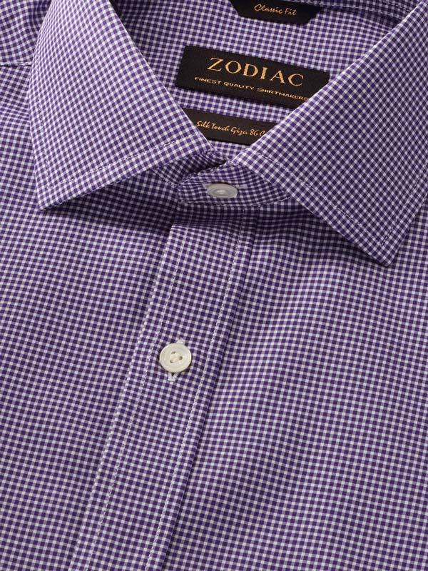 Barboni Purple Check Full Sleeve Single Cuff Classic Fit Classic Formal Silk Touch Egyptian Giza Cotton Shirt