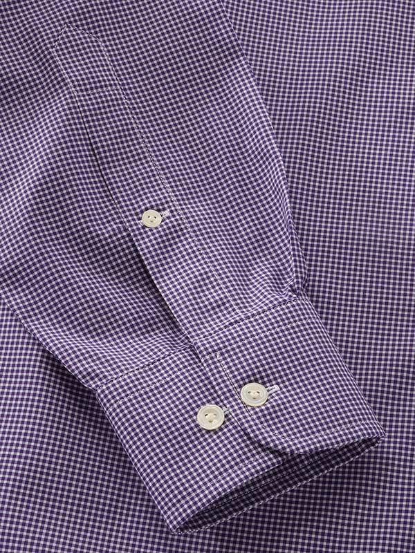 Barboni Purple Check Full Sleeve Single Cuff Classic Fit Classic Formal Silk Touch Egyptian Giza Cotton Shirt