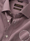 Barboni Maroon Check Full Sleeve Single Cuff Classic Fit  Formal Silk Touch Egyptian Giza Cotton Shirt
