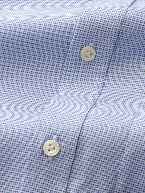 Barboni Blue Check Full Sleeve Single Cuff Classic Fit  Formal Silk Touch Egyptian Giza Cotton Shirt