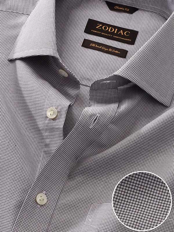 Barboni Light Grey Check Full Sleeve Single Cuff Classic Fit Classic Formal Silk Touch Egyptian Giza Cotton Shirt