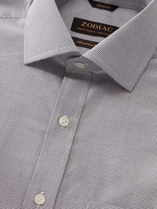 Barboni Light Grey Check Full Sleeve Single Cuff Classic Fit Classic Formal Silk Touch Egyptian Giza Cotton Shirt