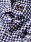 Barboni Navy Check Single Cuff Classic Fit Classic Formal Silk Touch Egyptian Giza Cotton Shirt