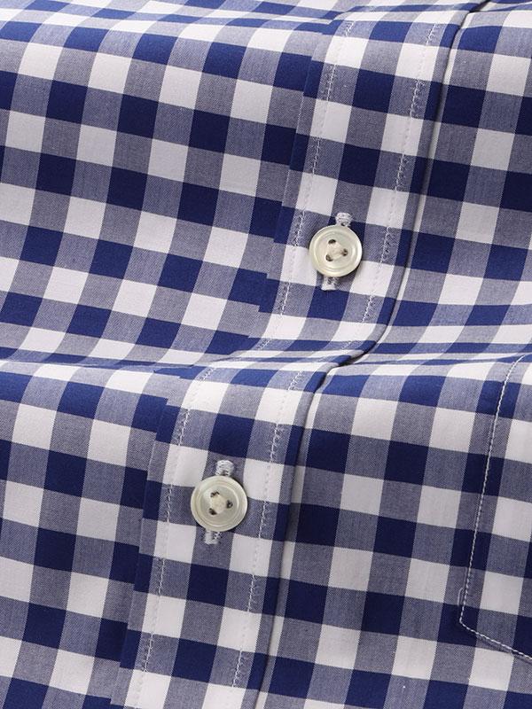 Barboni Navy Check Single Cuff Classic Fit Classic Formal Silk Touch Egyptian Giza Cotton Shirt