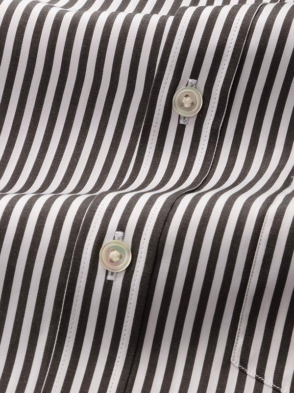 Barboni Black & White Striped Full Sleeve Single Cuff Classic Fit Classic Formal Silk Touch Egyptian Giza Cotton Shirt