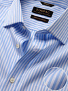 Barboni Sky Striped Single Cuff Classic Fit Classic Formal Silk Touch Egyptian Giza Cotton Shirt