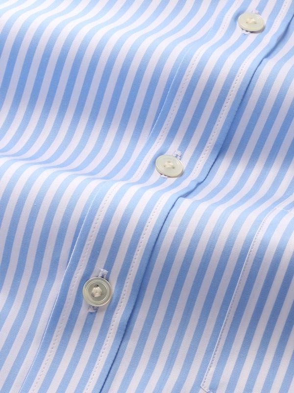 Barboni Sky Striped Single Cuff Classic Fit Classic Formal Silk Touch Egyptian Giza Cotton Shirt