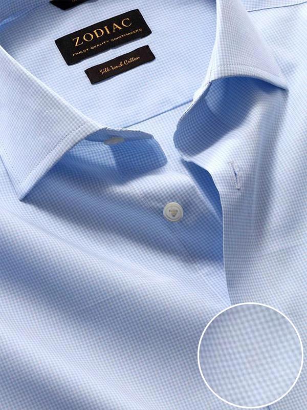 Barboni Sky Check Full Sleeve Single Cuff Tailored Fit Classic Formal Silk Touch Egyptian Giza Cotton Shirt