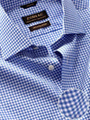 Barboni Blue Check Half Sleeve Tailored Fit Semi Formal Silk Touch Egyptian Giza Cotton Shirt
