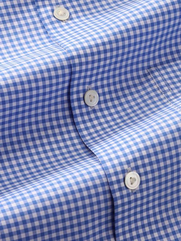 Barboni Blue Check Half Sleeve Tailored Fit Semi Formal Silk Touch Egyptian Giza Cotton Shirt