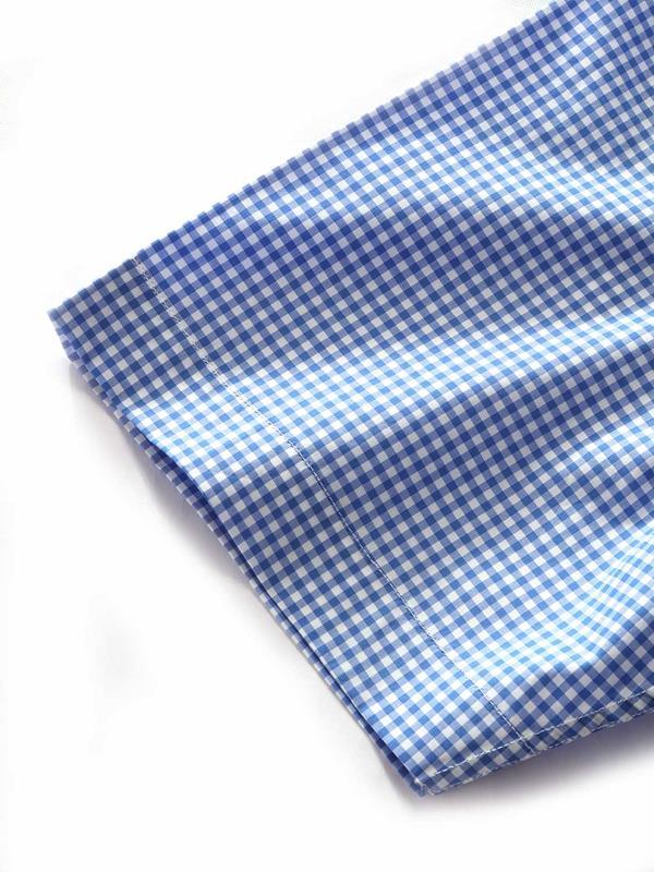 Barboni Blue Check Half Sleeve Tailored Fit Semi Formal Silk Touch Egyptian Giza Cotton Shirt