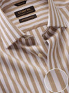 Barboni Beige Striped Full Sleeve Single Cuff Tailored Fit Classic Formal Silk Touch Egyptian Giza Cotton Shirt