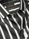 Barboni Black & White Striped Full Sleeve Single Cuff Tailored Fit  Formal Silk Touch Egyptian Giza Cotton Shirt