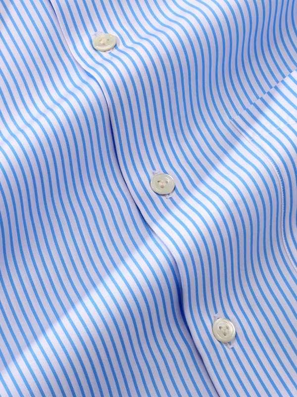 Barboni Sky Striped Full Sleeve Double Cuff Tailored Fit  Formal Silk Touch Egyptian Giza Cotton Shirt