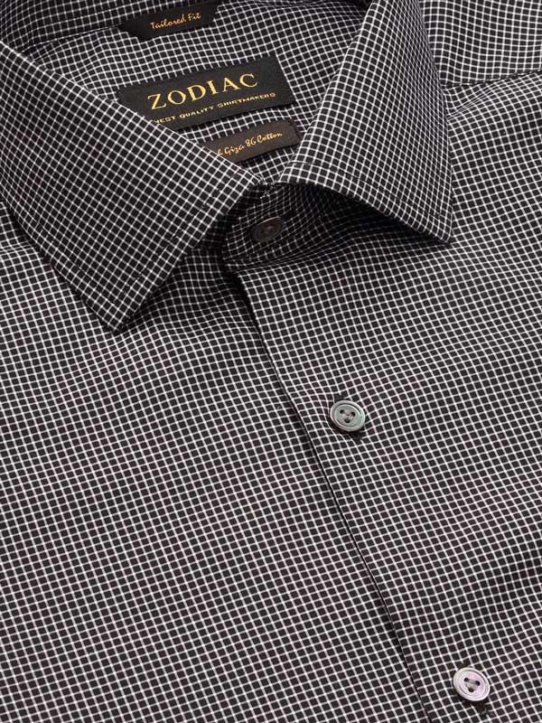 Barboni Black & White Check Full Sleeve Single Cuff Tailored Fit Classic Formal Silk Touch Egyptian Giza Cotton Shirt