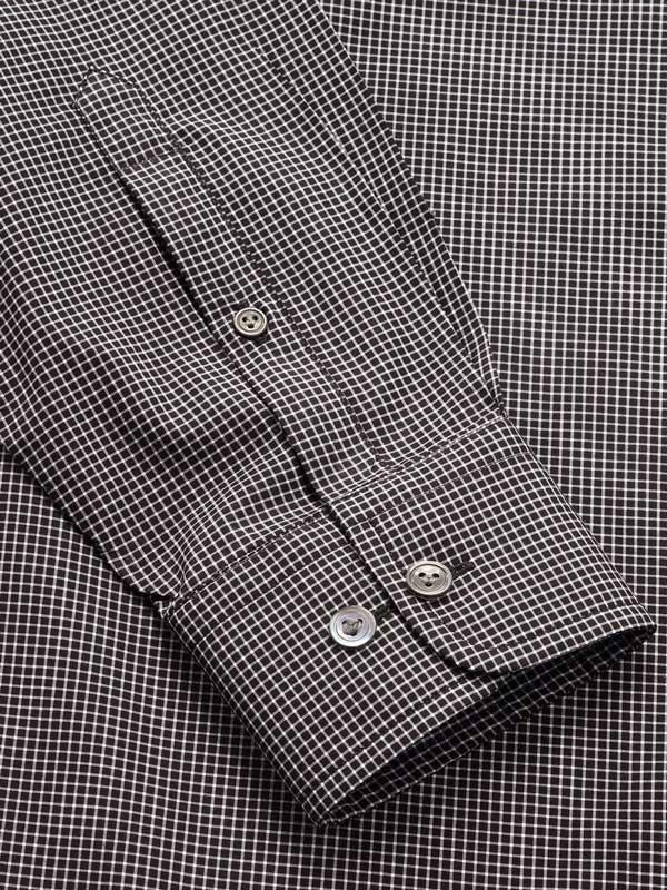 Barboni Black & White Check Full Sleeve Single Cuff Tailored Fit Classic Formal Silk Touch Egyptian Giza Cotton Shirt