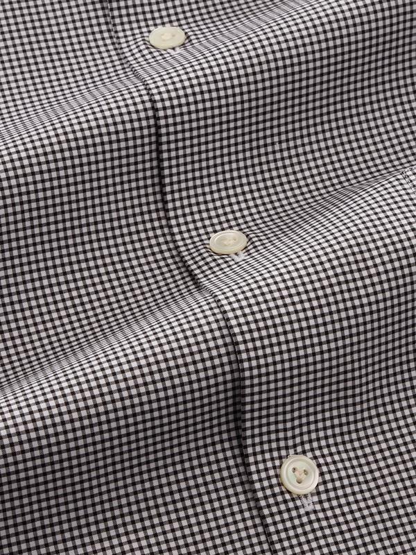 Barboni Black & White Check Full Sleeve Single Cuff Tailored Fit  Formal Silk Touch Egyptian Giza Cotton Shirt